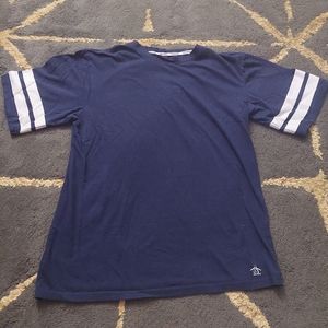 Blue t-shirt white varsity stripes